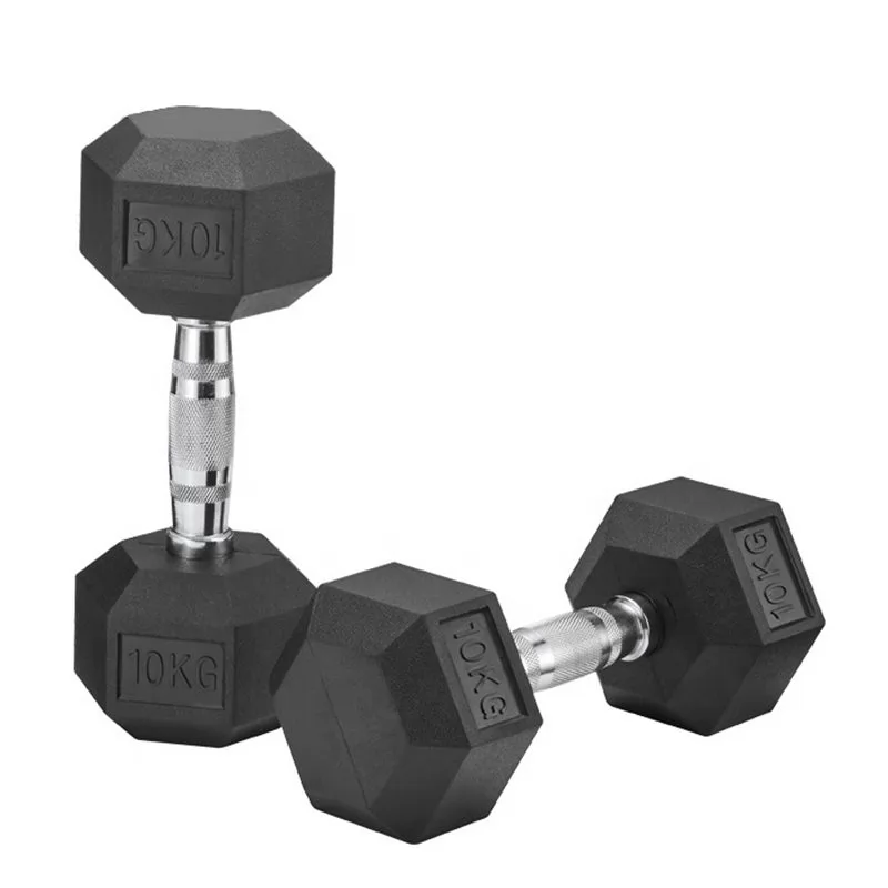 Black Rubber Coated Hex Dumbbell