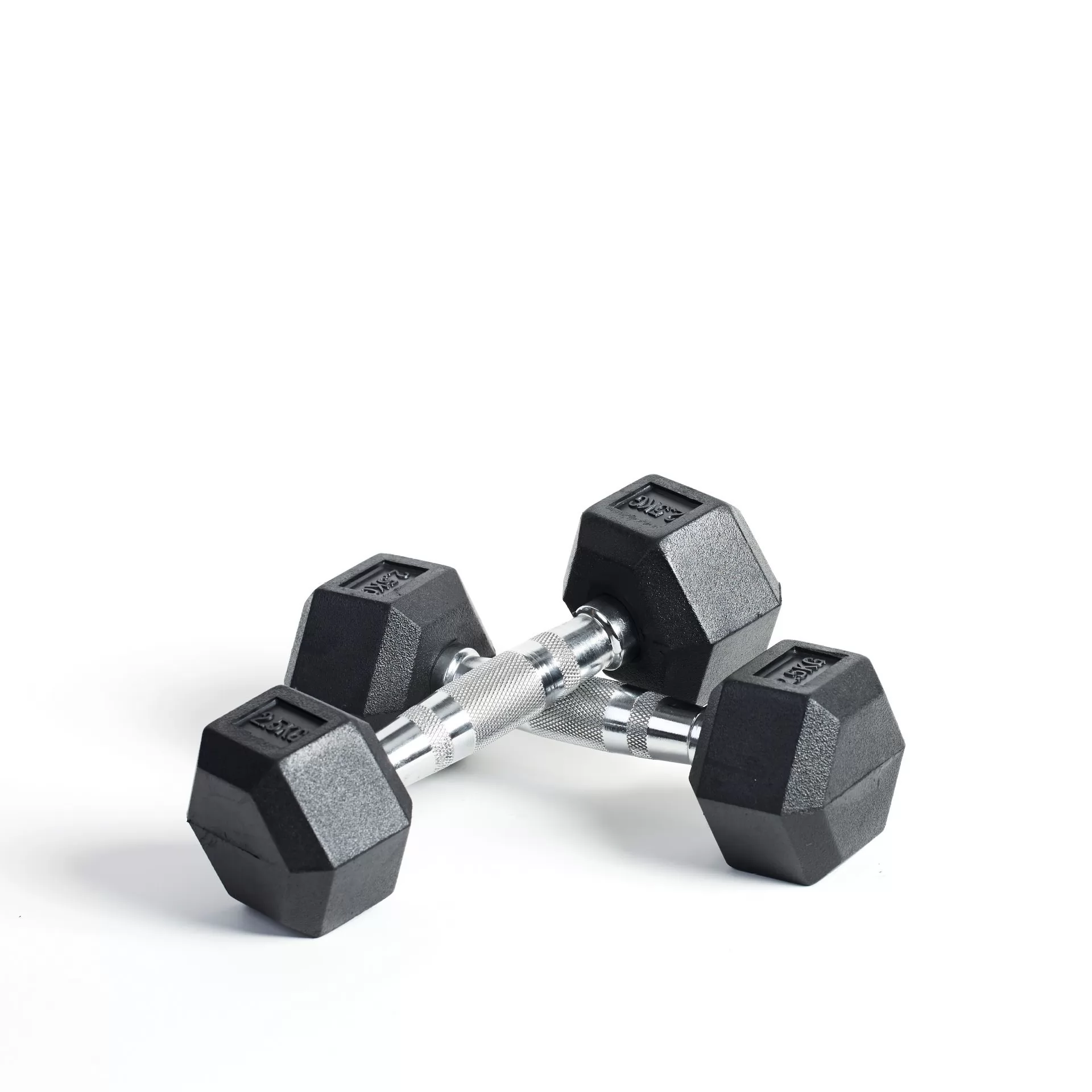 Black Rubber Coated Hex Dumbbell
