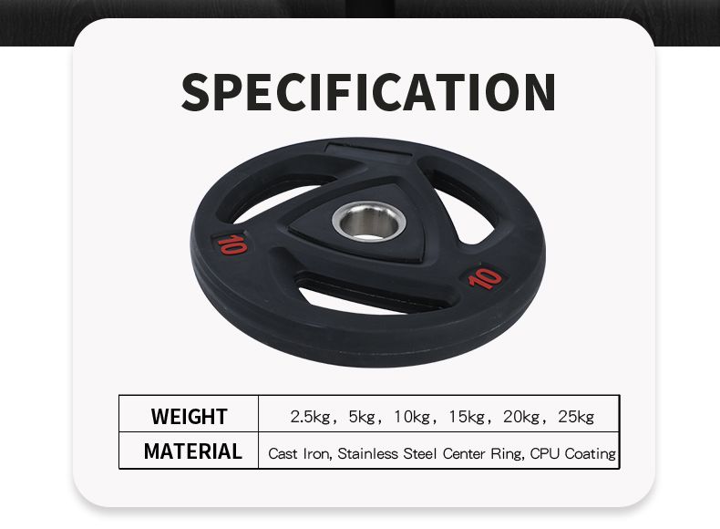 Rounded Barbell Weight Plate with 3 Grip Holes