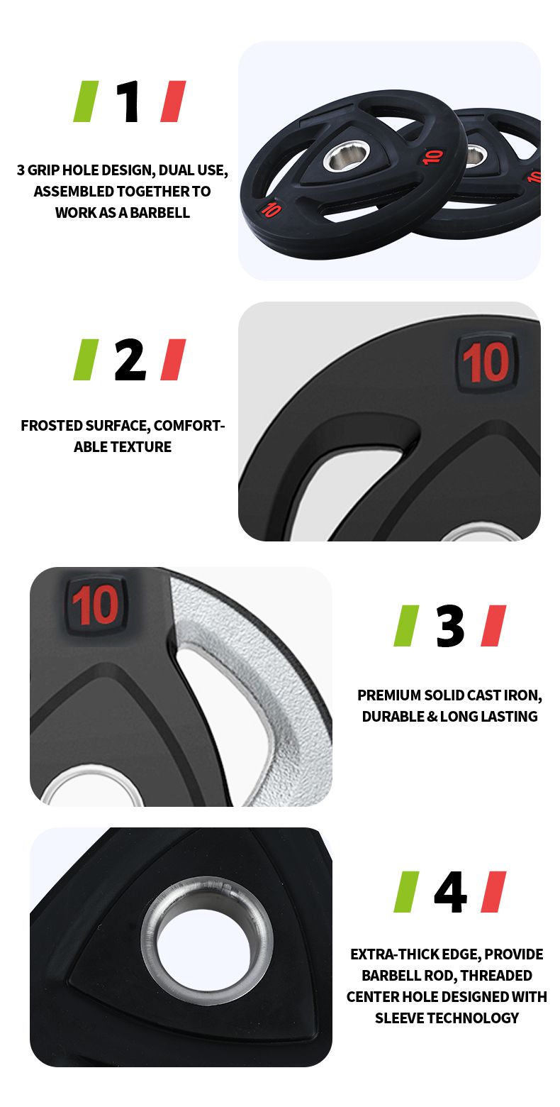 Rounded Barbell Weight Plate with 3 Grip Holes