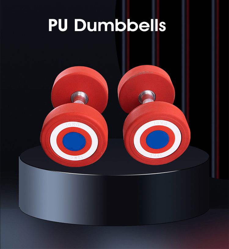 Captain America Style Round PU Dumbbells